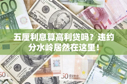 武汉五厘利息算高利贷吗？违约分水岭居然在这里！