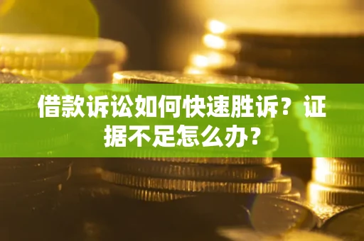 武汉借款诉讼如何快速胜诉？证据不足怎么办？